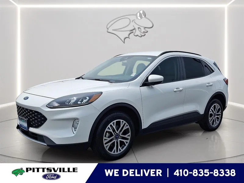 2020 Ford Escape SEL in Star White Metallic Tri-Coat — front three-quarter view