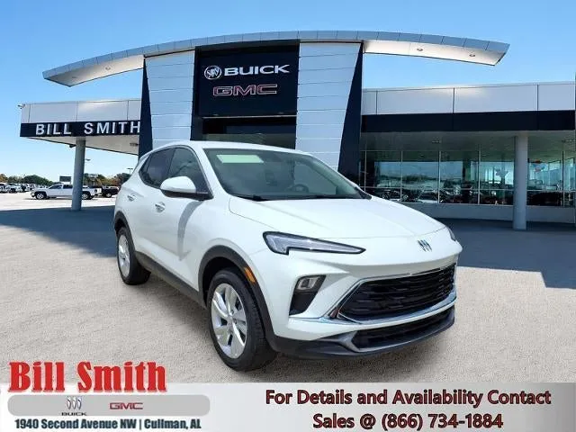 2026 Buick Encore GX Preferred in Summit White — front three-quarter view