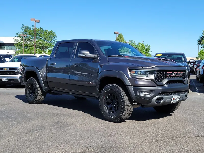 2021 RAM 1500 TRX in Granite Crystal Metallic Clearcoat — front three-quarter view