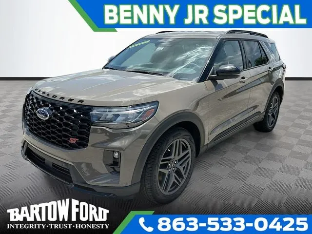 2026 Ford Explorer ST in Gray — front three-quarter view