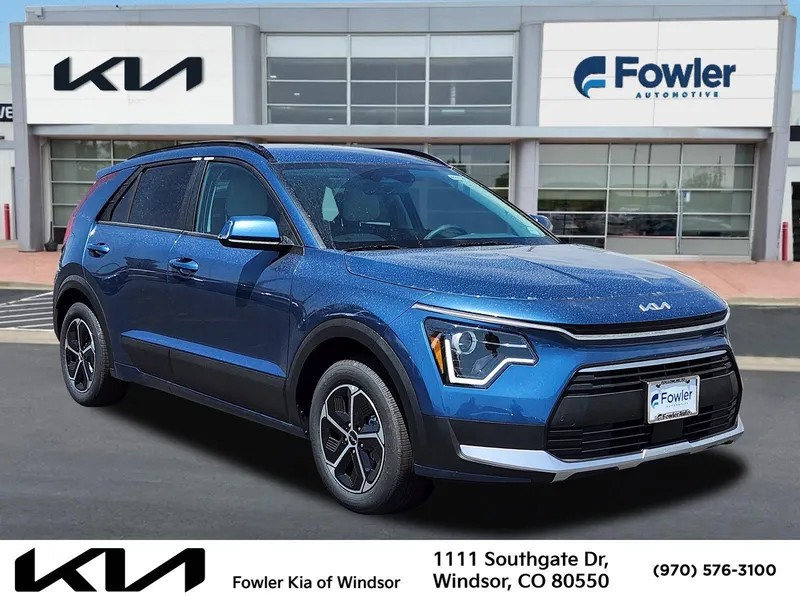 2026 Kia Niro EX in Mineral Blue — front three-quarter view