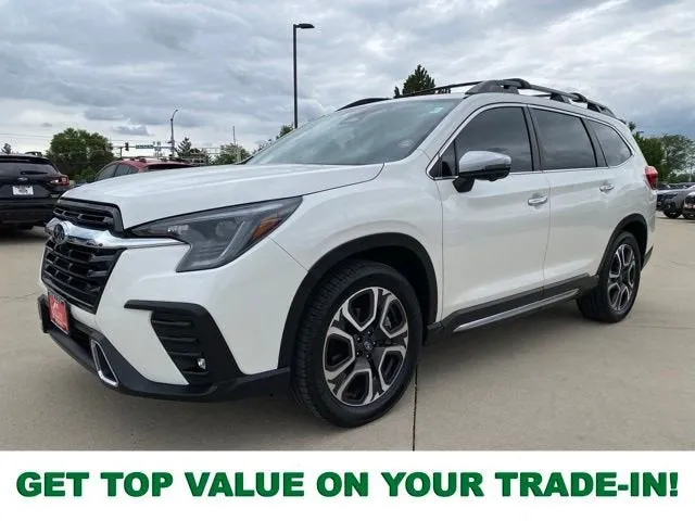 2023 Subaru Ascent Touring in Crystal White Pearl — front three-quarter view