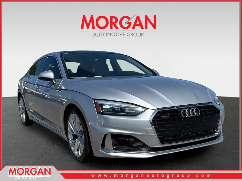 2022 Audi A5 Sportback Premium in Florett Silver Metallic — front three-quarter view