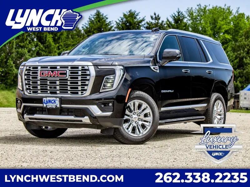 2025 GMC Yukon Denali in Onyx Black — front three-quarter view
