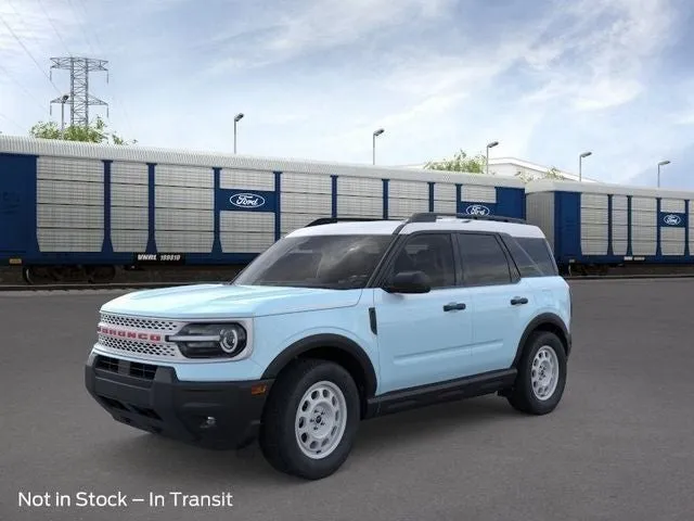 2026 Ford Bronco Sport Heritage in Robins Egg Blue — front three-quarter view