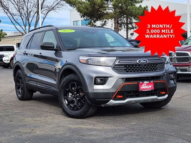 2022 Ford Explorer Timberline in Gray Metallic — front three-quarter view