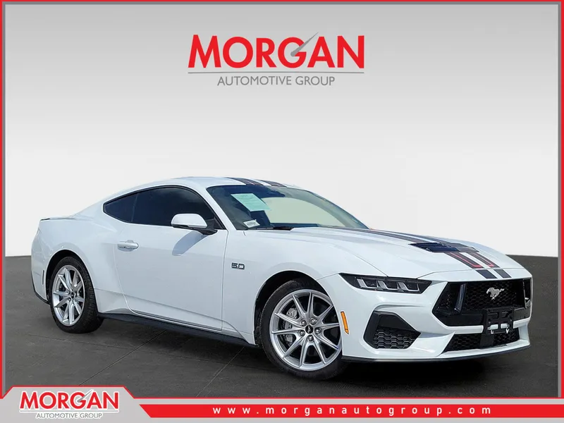 2024 Ford Mustang GT Premium in Oxford White — front three-quarter view