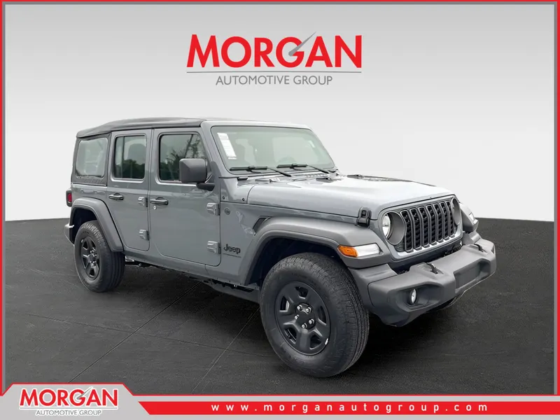 2026 Jeep Wrangler Sport in Gray — front three-quarter view