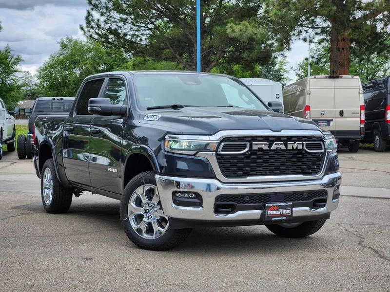 2026 RAM 1500 RAM 1500 BIG HORN CREW CAB 4X4 5'7' BOX in Forged Blue Metallic Exterior Paint — front three-quarter view