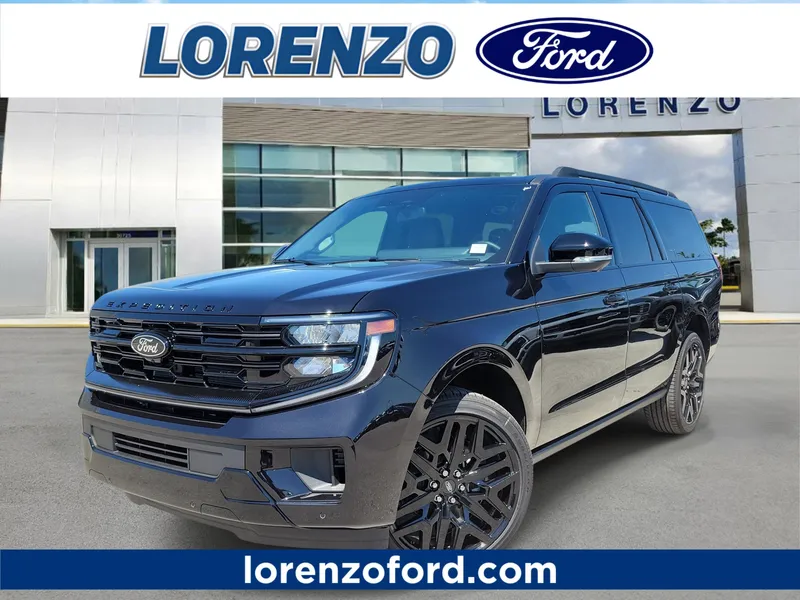 2026 Ford Expedition Max Platinum in Agate Black Metallic — front three-quarter view