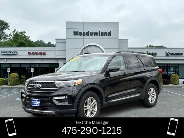 2022 Ford Explorer XLT in Black — front three-quarter view