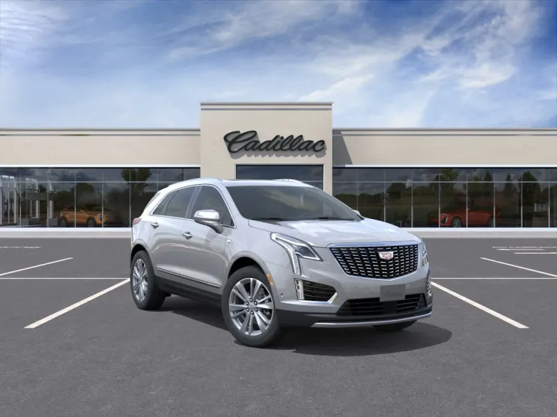 2026 Cadillac XT5 Premium Luxury in Argent Silver Metallic — front three-quarter view