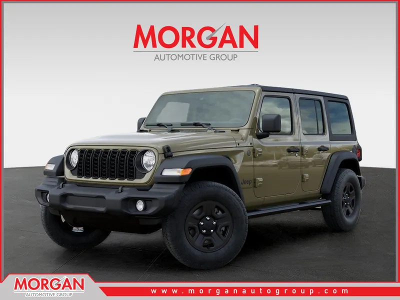 2026 Jeep Wrangler Sport in Green — front three-quarter view
