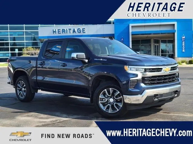 2023 Chevrolet Silverado 1500 LT (2FL) in Northsky Blue Metallic — front three-quarter view