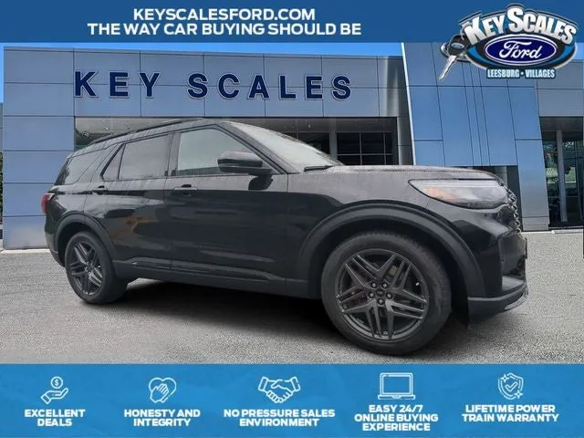 2026 Ford Explorer ST in Black Metallic — front three-quarter view