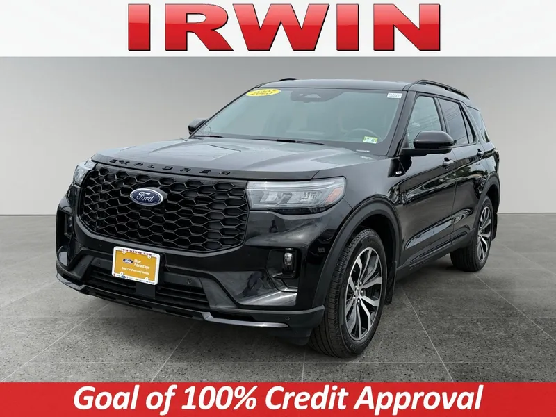 2025 Ford Explorer ST-Line in Black — front three-quarter view
