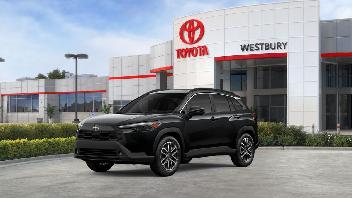 2026 Toyota Corolla Cross XLE in Jet Black — front three-quarter view