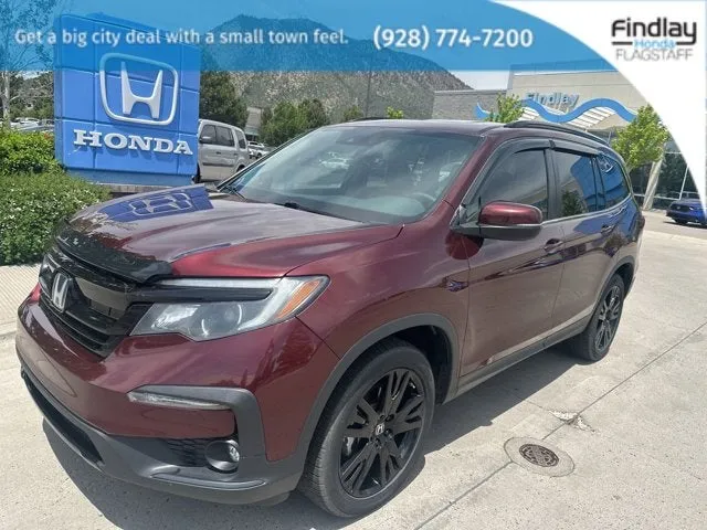 2022 Honda Pilot Special Edition in Deep Scarlet Pearl — front three-quarter view