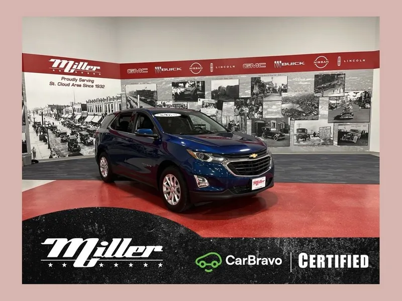 2019 Chevrolet Equinox LT CarBravo Certified in Pacific Blue Metallic — front three-quarter view