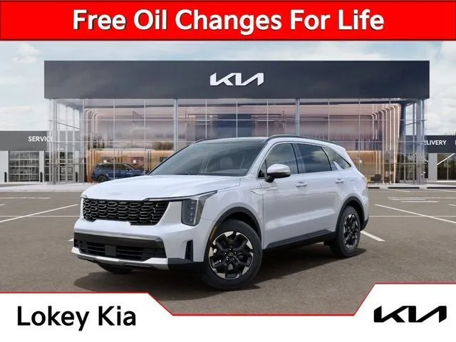 2026 Kia Sorento S in Glacial White Pearl — front three-quarter view