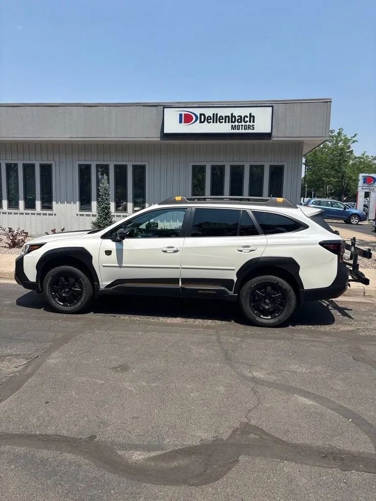 2024 Subaru Outback Wilderness in Crystal White Pea — front three-quarter view