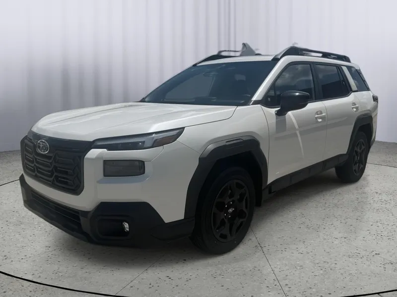 2026 Subaru OUTBACK Limited in Crystal White Pearl — front three-quarter view