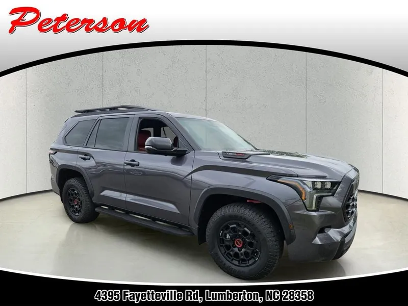 2025 Toyota Sequoia TRD Pro in Magnetic Gray Metallic — front three-quarter view