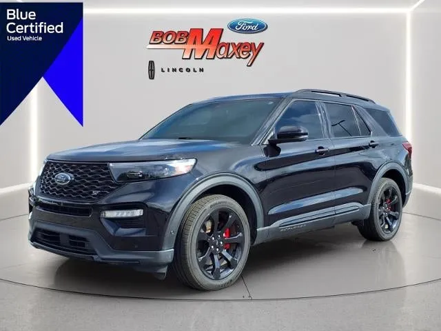 2022 Ford Explorer ST in Agate Black Um — front three-quarter view