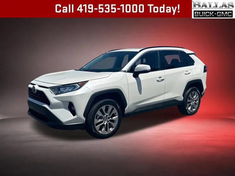 2021 Toyota RAV4 XLE Premium in White — front three-quarter view