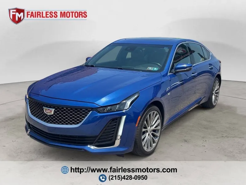 2020 Cadillac CT5 Premium Luxury AWD 4dr Sedan in Wave Metallic — front three-quarter view