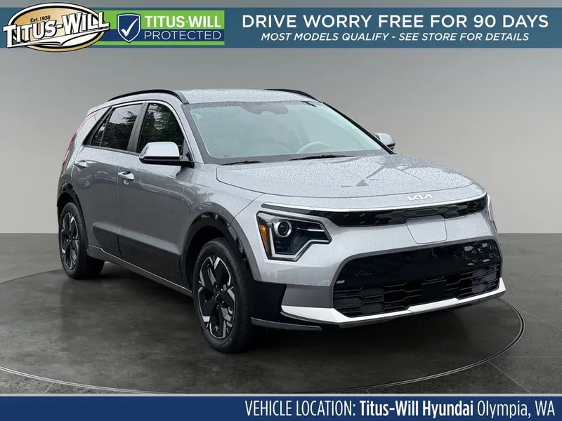 2023 Kia Niro EV Wind in Steel Gray — front three-quarter view