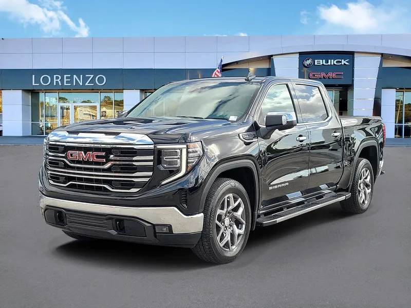 2023 GMC Sierra 1500 SLT in Onyx Black — front three-quarter view