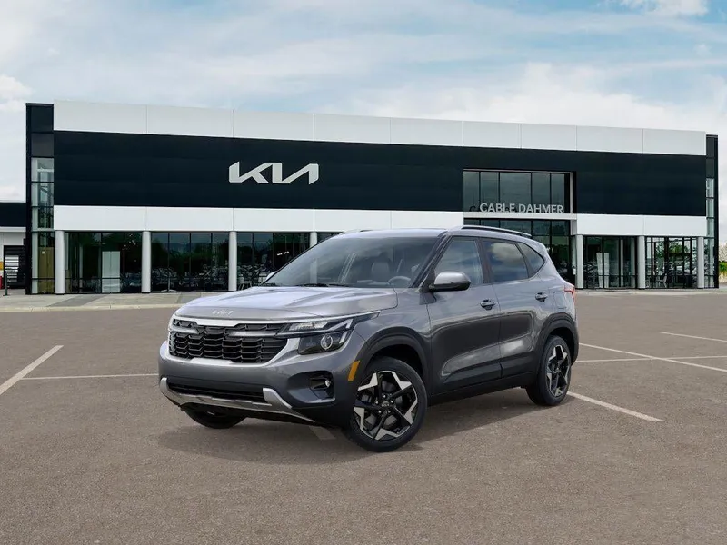 2026 Kia Seltos S in Steel Gray — front three-quarter view