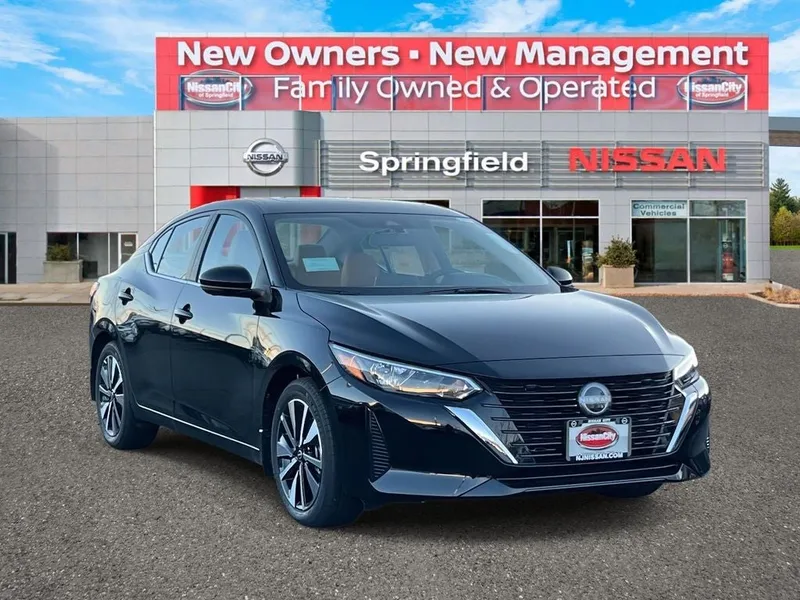 2025 Nissan Sentra SV in Super Black — front three-quarter view