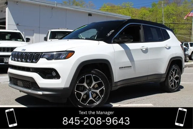 2025 Jeep Compass Limited in Bright White Clearcoat — front three-quarter view