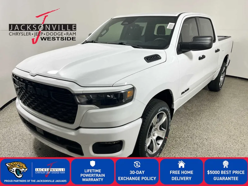 2026 RAM 1500 Express in Bright White Clear-Coat Exterior Paint — front three-quarter view