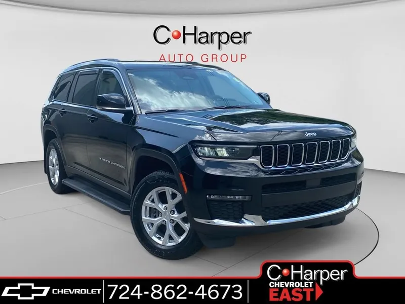 2023 Jeep Grand Cherokee L Limited 4x4 in Black — front three-quarter view