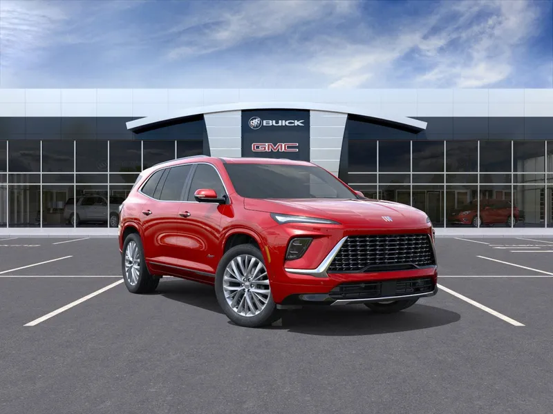 2026 Buick Enclave Avenir in Cherry Red Tintcoat — front three-quarter view