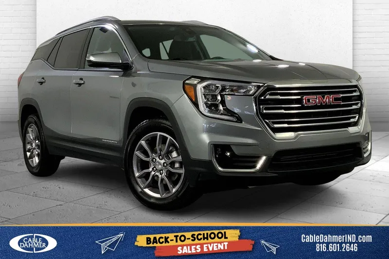 2023 GMC Terrain SLT in Sterling Metallic — front three-quarter view