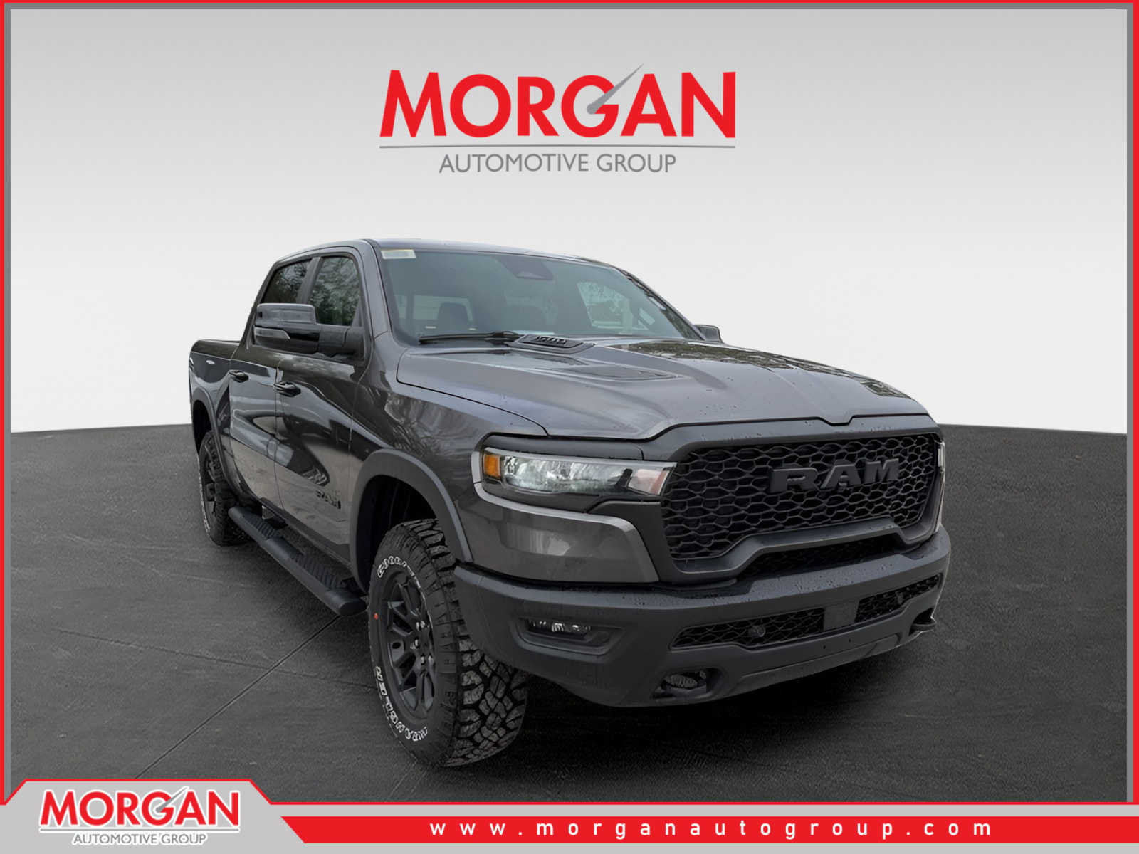 2026 Ram 1500 Rebel in Granite Crystal Metallic Clearcoat — front three-quarter view