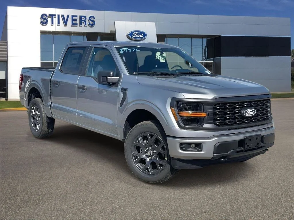 2026 Ford F-150 STX in Iconic Silver Metallic — front three-quarter view