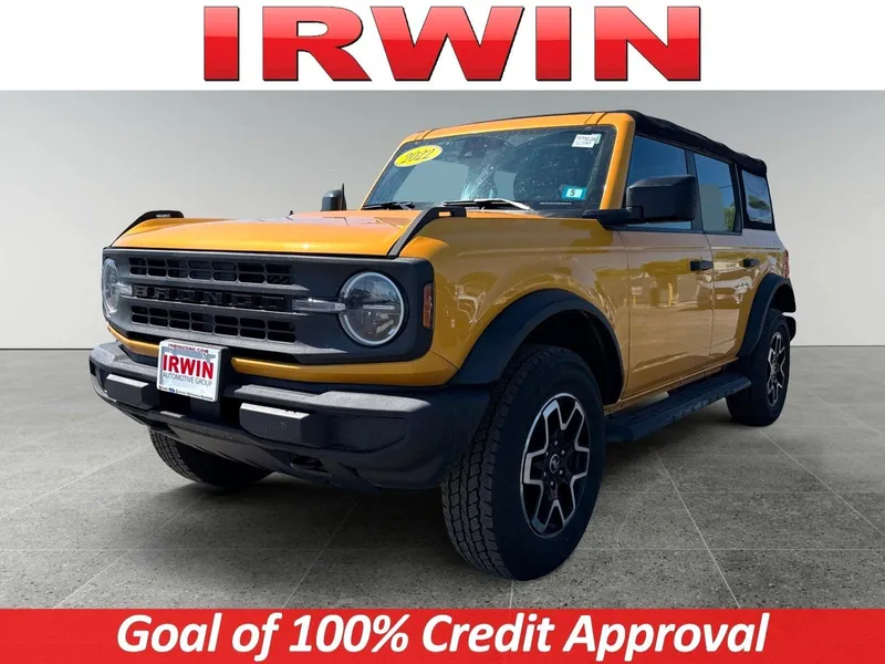 2022 Ford Bronco Base in Yellow — front three-quarter view