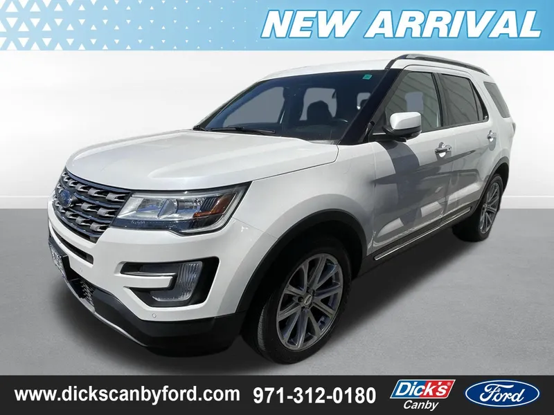 2016 Ford Explorer Limited in White — front three-quarter view