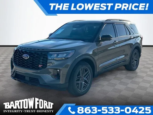 2026 Ford Explorer ST in Gray — front three-quarter view