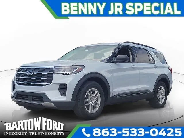 2026 Ford Explorer Active in White Metallic — front three-quarter view