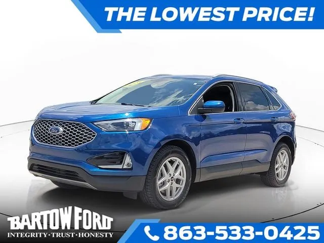 2023 Ford Edge SEL in Blue Metallic — front three-quarter view