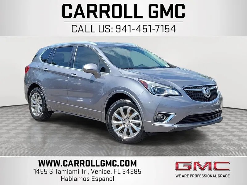 2020 Buick Envision Essence in Satin Steel Metallic — front three-quarter view