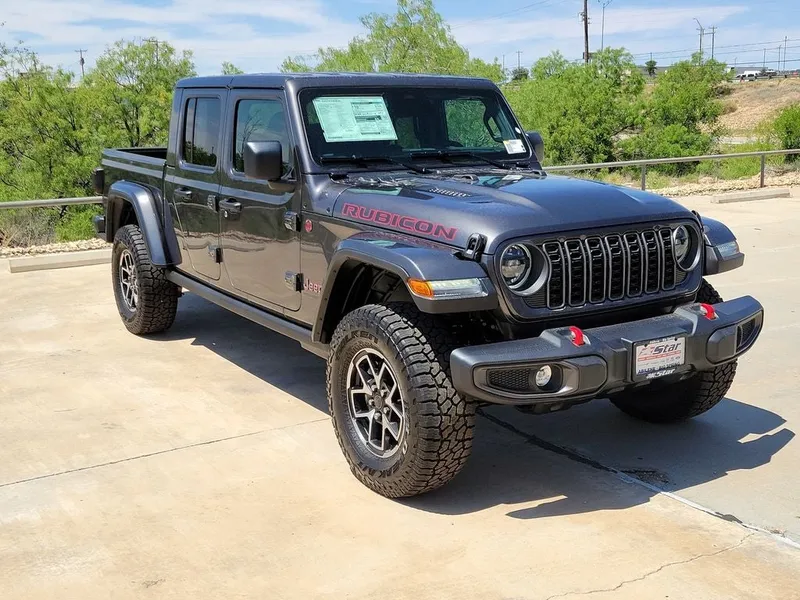 2026 Jeep Gladiator Rubicon in Granite Crystal Metallic Clearcoat — front three-quarter view