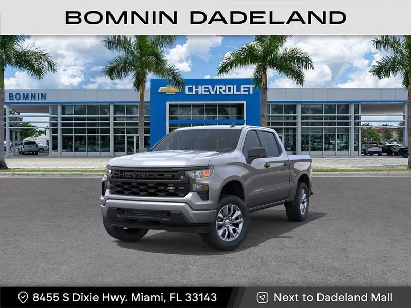 2026 Chevrolet Silverado 1500 Custom in Sterling Gray Metallic — front three-quarter view