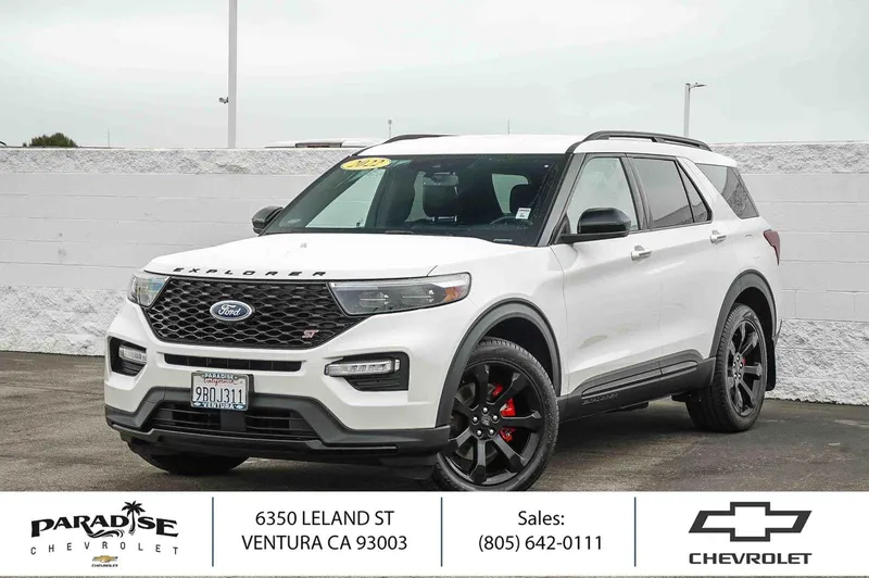 2022 Ford Explorer ST in Star White Metall — front three-quarter view